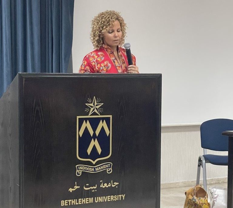 Renowned Palestinian-American Comic Mona Aburmishan at Bethlehem University